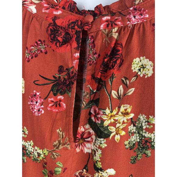 NWT Torrid Rayon Slub Mock Neck Flutter Sleeve Top Floral Orange Plus Size 2 2X - Picture 11 of 12